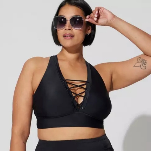 Torrid Wireless Grommet Lace Up Bikini Top - Picture 1 of 5